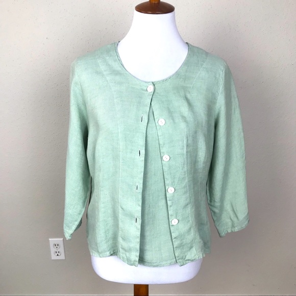 Flax Tops - FLAX pistachio two piece tank and jacket set small